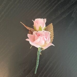 Pink Rose Boutonniere Corsage - Faux Floral Accent